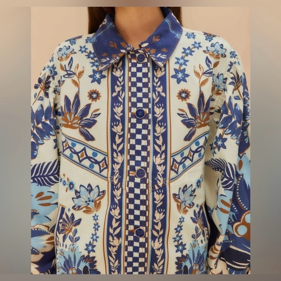 Farm Rio Blue Ana Tapestry Tropical Jacket - Size XL - NWT - Picture 2 of 15
